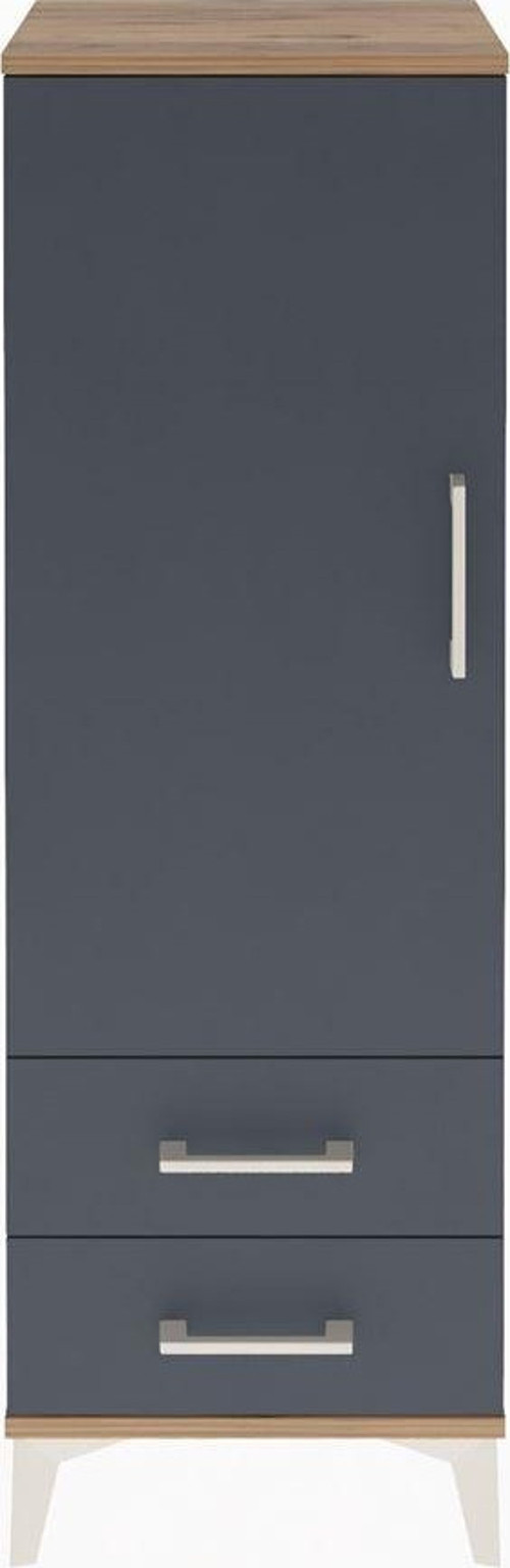 Arges Dolap Tek Raflı 2 Çekmeceli Tek Askılı 44x30x134 Çam-Antrasit