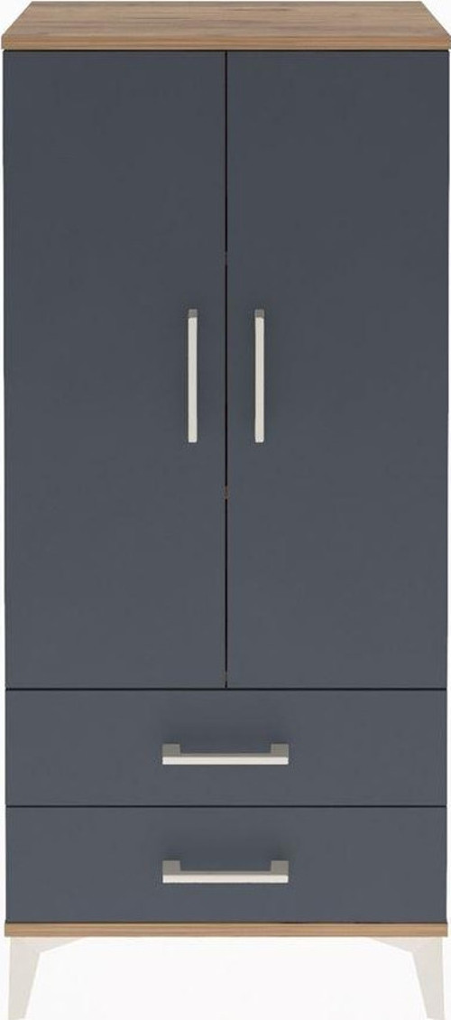 Arges Dolap 3 Raflı 2 Çekmeceli 2 Kapaklı 60 x 30 x 134 cm Çam - Antrasit