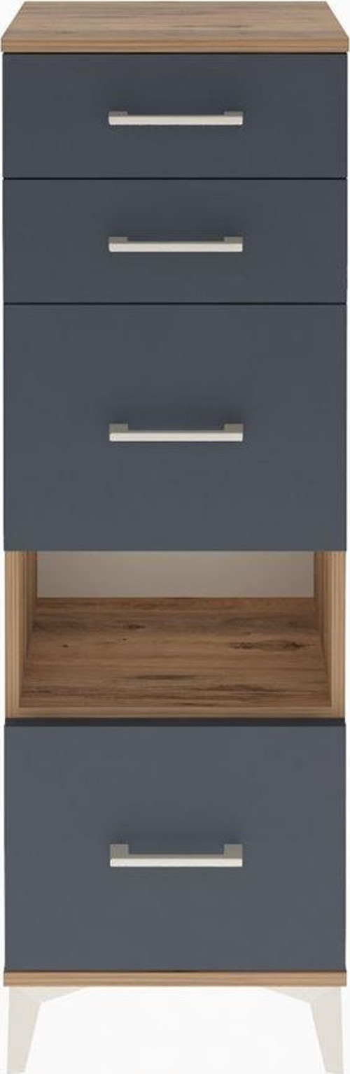 Arges Dolap Tek Raflı 4 Çekmeceli 44x30x134 Çam-Antrasit