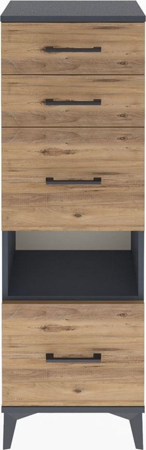 Arges Dolap Tek Raflı 4 Çekmeceli 44x30x134 Antrasit-Çam