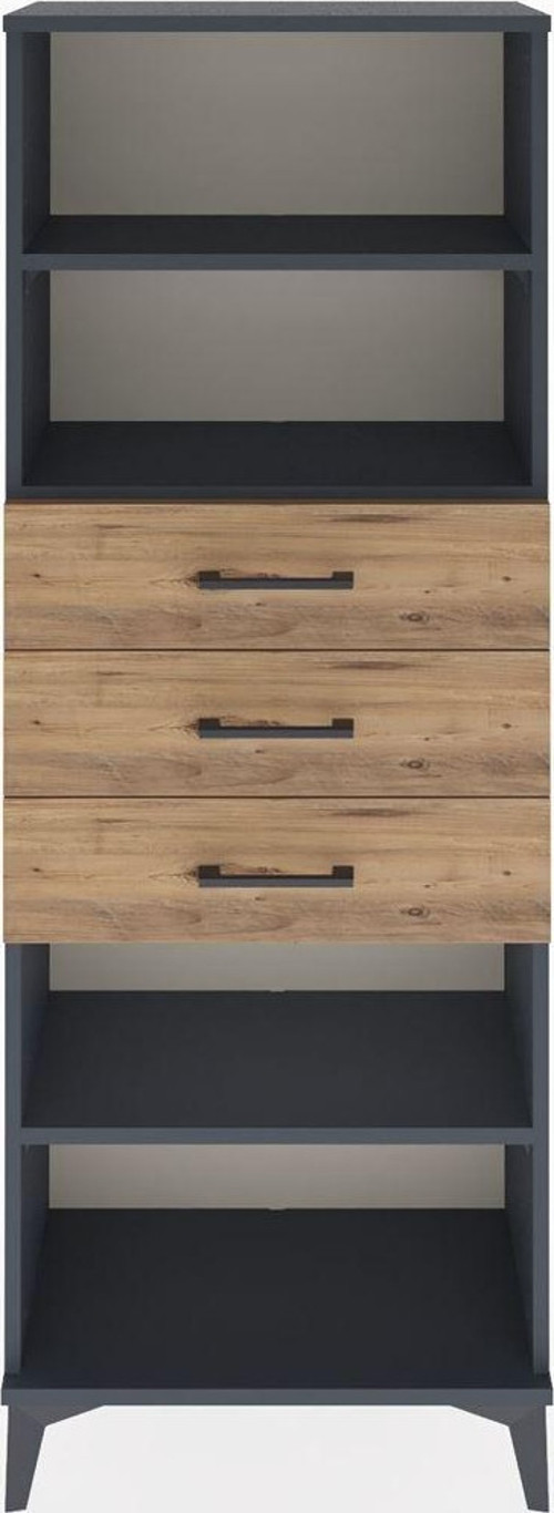 Arges Dolap 3 Raflı 3 Çekmeceli 60x30x163 Antrasit-Çam