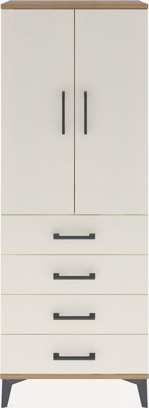 Arges Dolap Tek Raflı 4 Çekmeceli Tek Askılı 60x30x163 Çam-Aytaşı