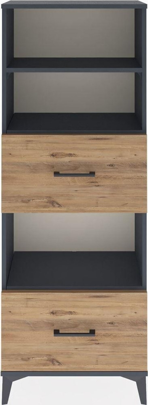 Arges Dolap 3 Raflı 2 Çekmeceli 60x30x163 Antrasit-Çam