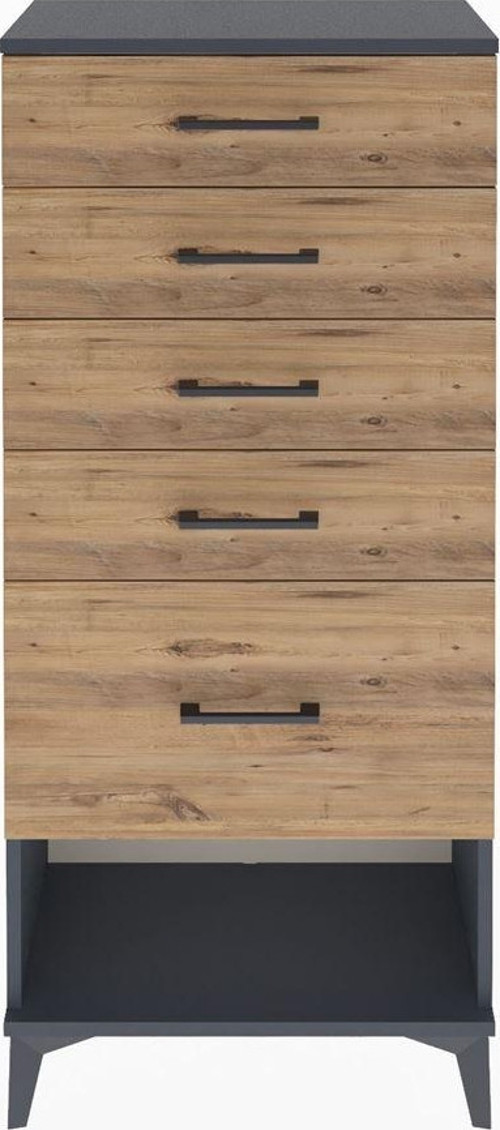 Arges Dolap 5 Çekmeceli 60x30x134 Antrasit-Çam