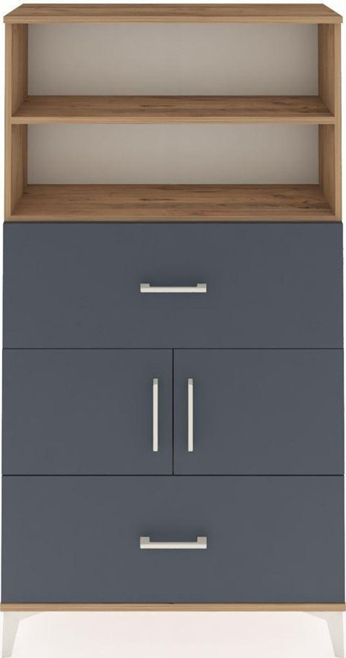 Arges Dolap 3 Raflı 2 Çekmeceli 2 Kapaklı 88x30x163 Çam-Antrasit