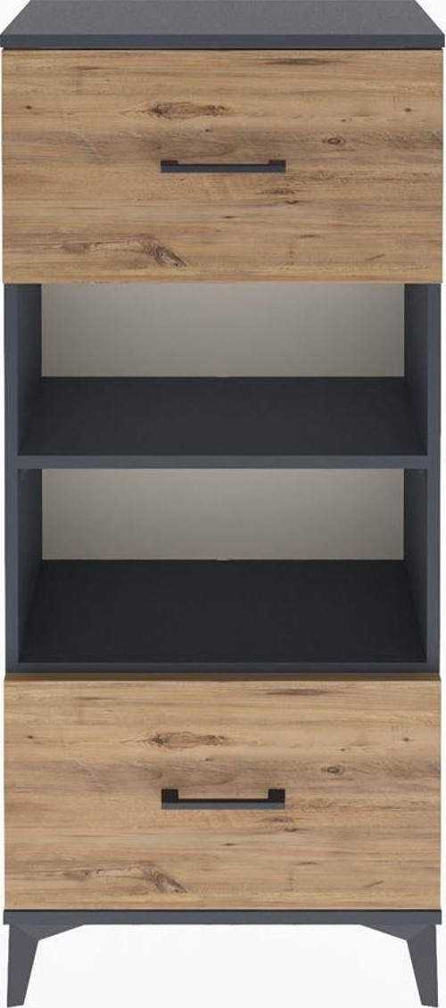 Arges Dolap 2 Raflı 2 Çekmeceli 60x30x134 Antrasit-Çam