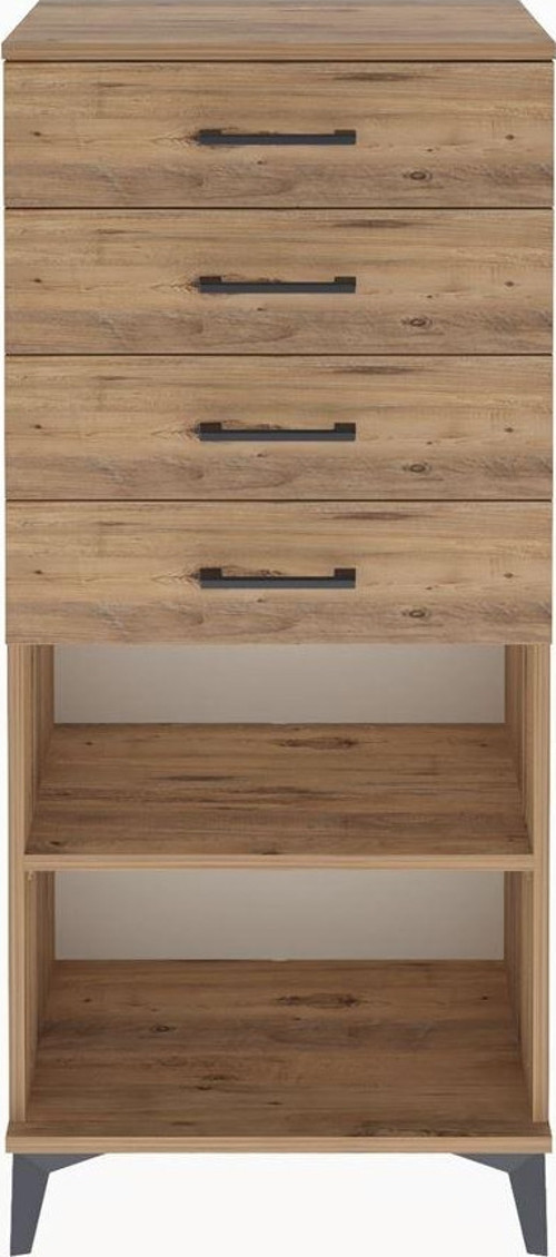 Arges Dolap Tek Raflı 4 Çekmeceli 60x30x134 Çam-Çam