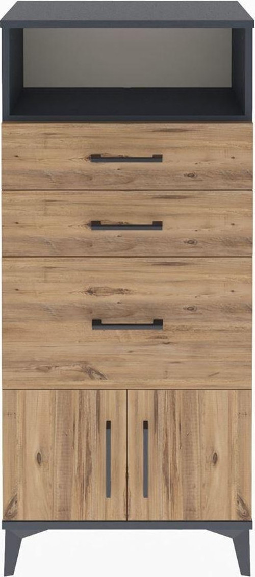 Arges Dolap 1 Raflı 3 Çekmeceli 2 Kapaklı 60 x 30 x 134 cm Antrasit - Çam