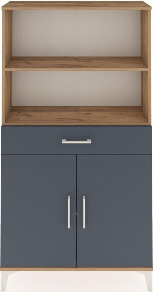 Arges Dolap 3 Raflı Tek Çekmeceli 2 Kapaklı 88x30x163 Çam-Antrasit