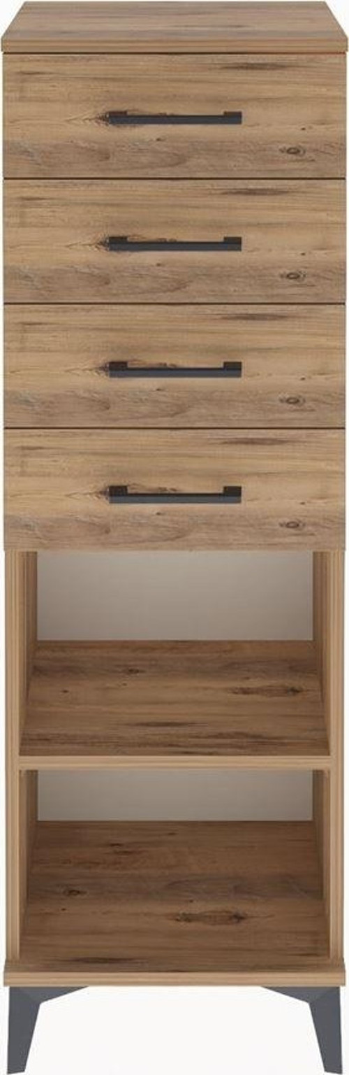 Arges Dolap Tek Raflı 4 Çekmeceli 44x30x134 Çam-Çam