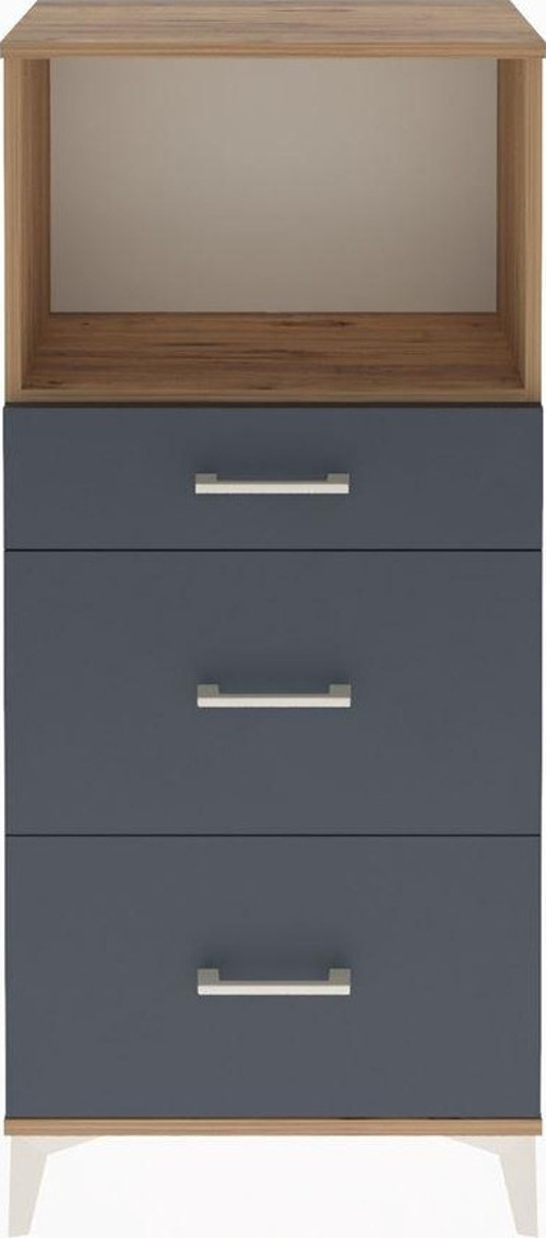 Arges Dolap Tek Raflı 3 Çekmeceli 60x30x134 Çam-Antrasit
