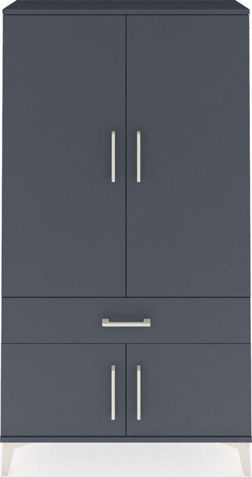 Arges Dolap 3 Raflı Tek Çekmeceli 4 Kapaklı 88x30x163 Antrasit-Antrasit