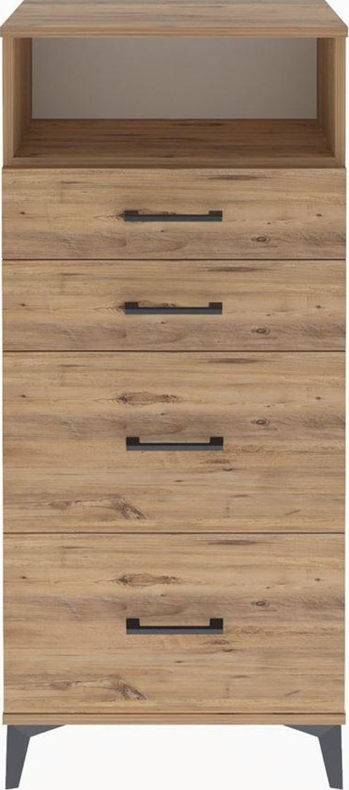 Arges Dolap Tek Raflı 4 Çekmeceli 60x30x134 Çam-Çam