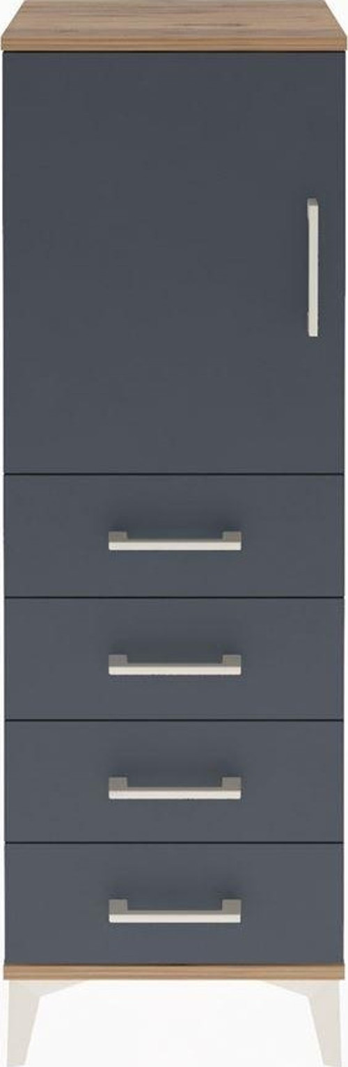 Arges Dolap 2 Raflı 4 Çekmeceli Tek Kapaklı 44x30x134 Çam-Antrasit