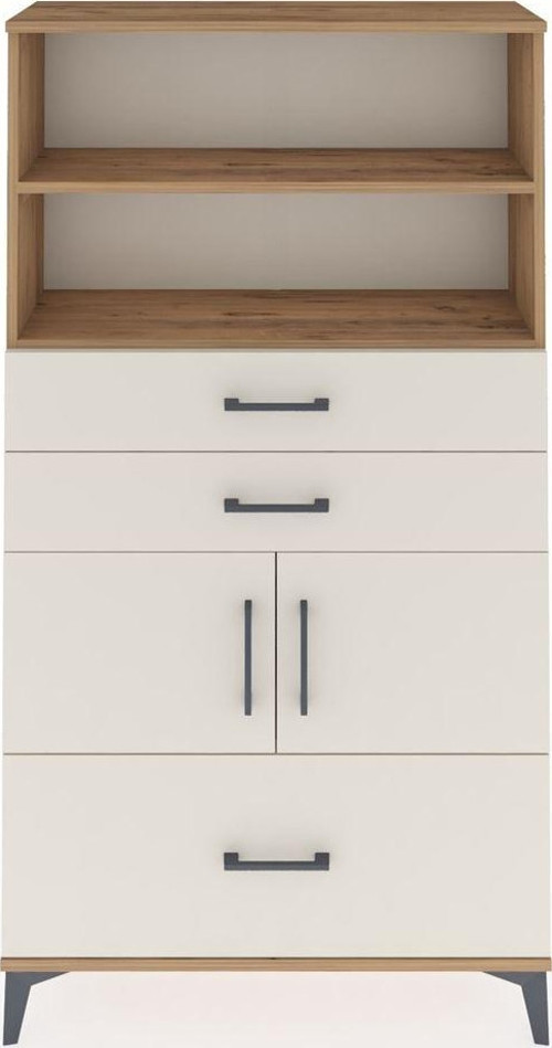 Arges Dolap 3 Raflı 3 Çekmeceli 2 Kapaklı 88x30x163 Çam-Aytaşı