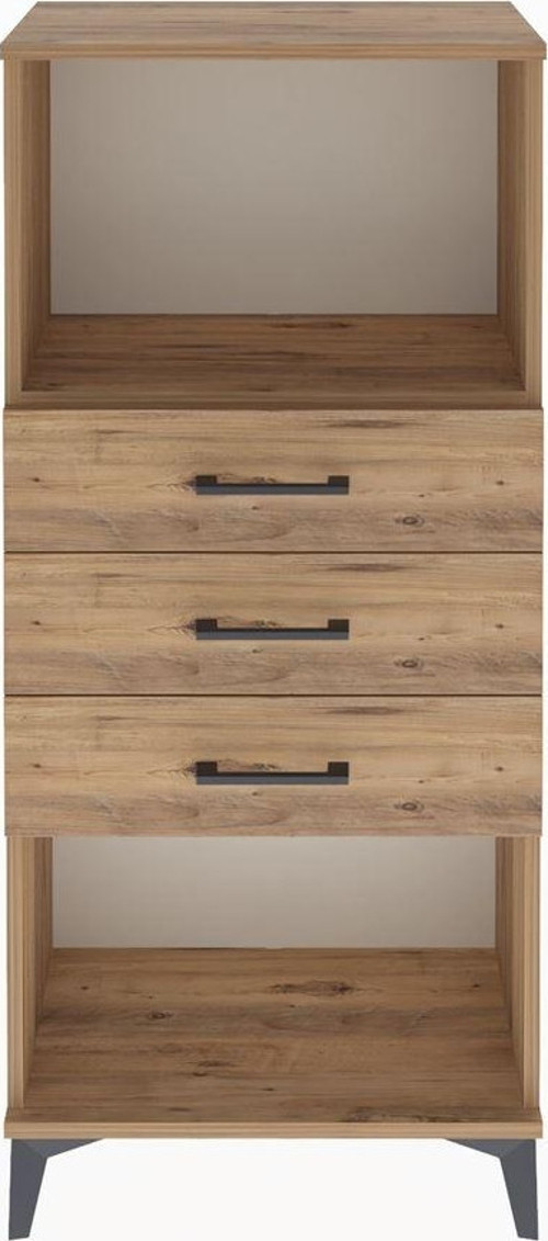 Arges Dolap Tek Raflı 3 Çekmeceli 60x30x134 Çam-Çam