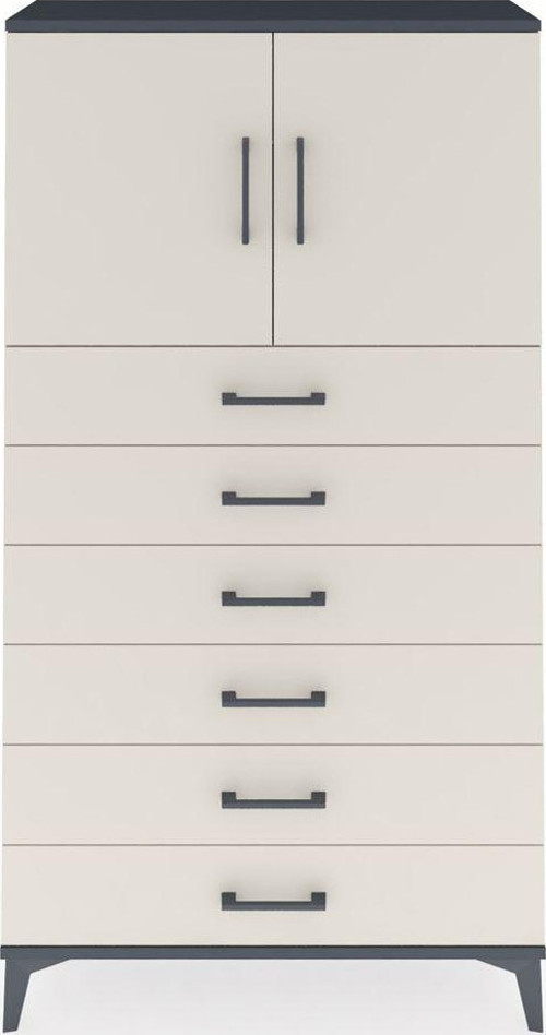 Arges Dolap 2 Raflı 6 Çekmeceli 2 Kapaklı 88 x 30 x 163 cm Antrasit - Aytaşı