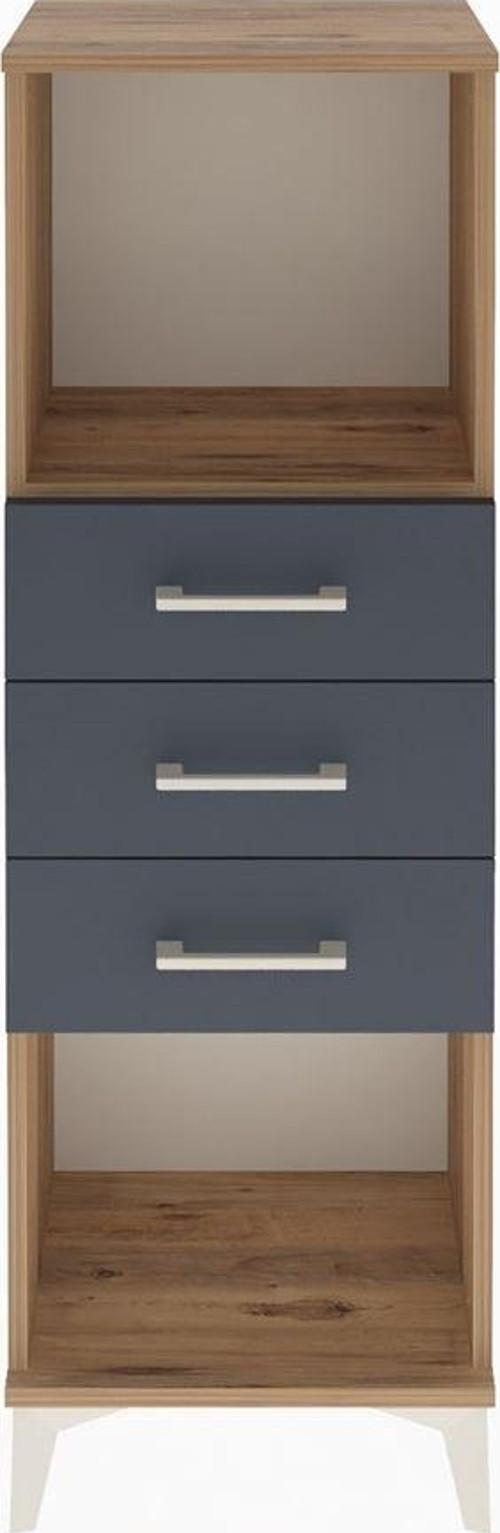 Arges Dolap Tek Raflı 3 Çekmeceli 44x30x134 Çam-Antrasit