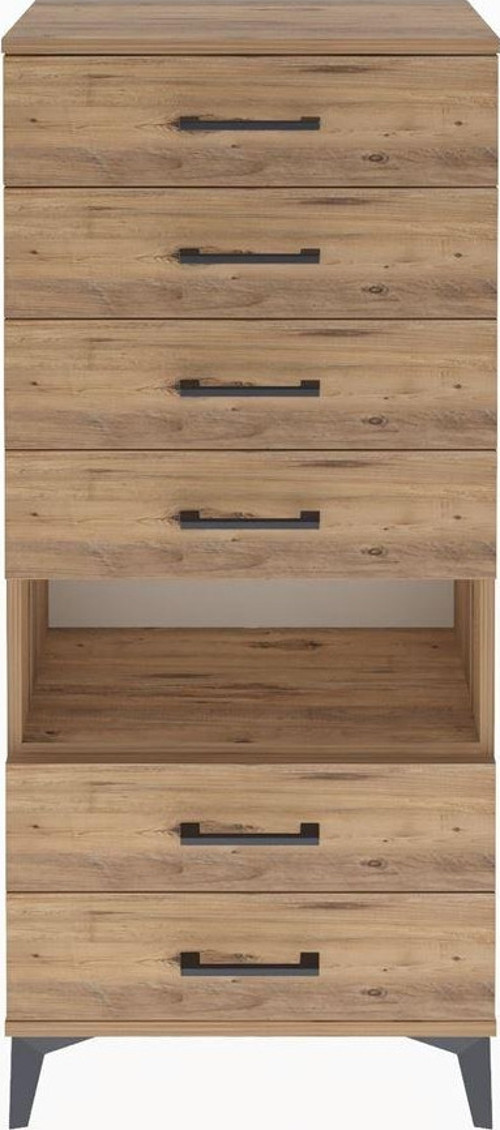Arges Dolap Tek Raflı 6 Çekmeceli 60x30x134 Çam-Çam