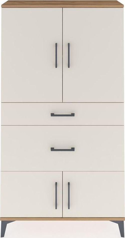 Arges Dolap 2 Raflı 2 Çekmeceli 4 Kapaklı 88x30x163 Çam-Aytaşı