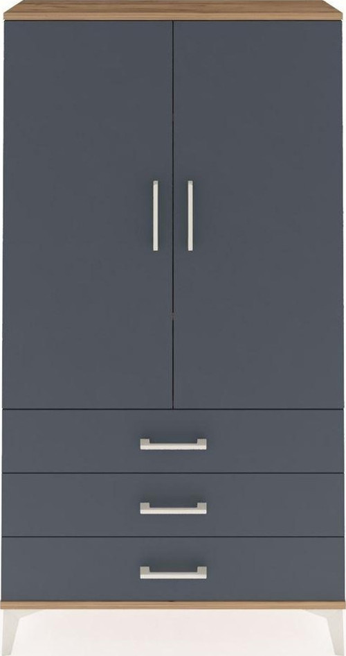Arges Dolap 3 Raflı 3 Çekmeceli 2 Kapaklı 88x30x163 Çam-Antrasit