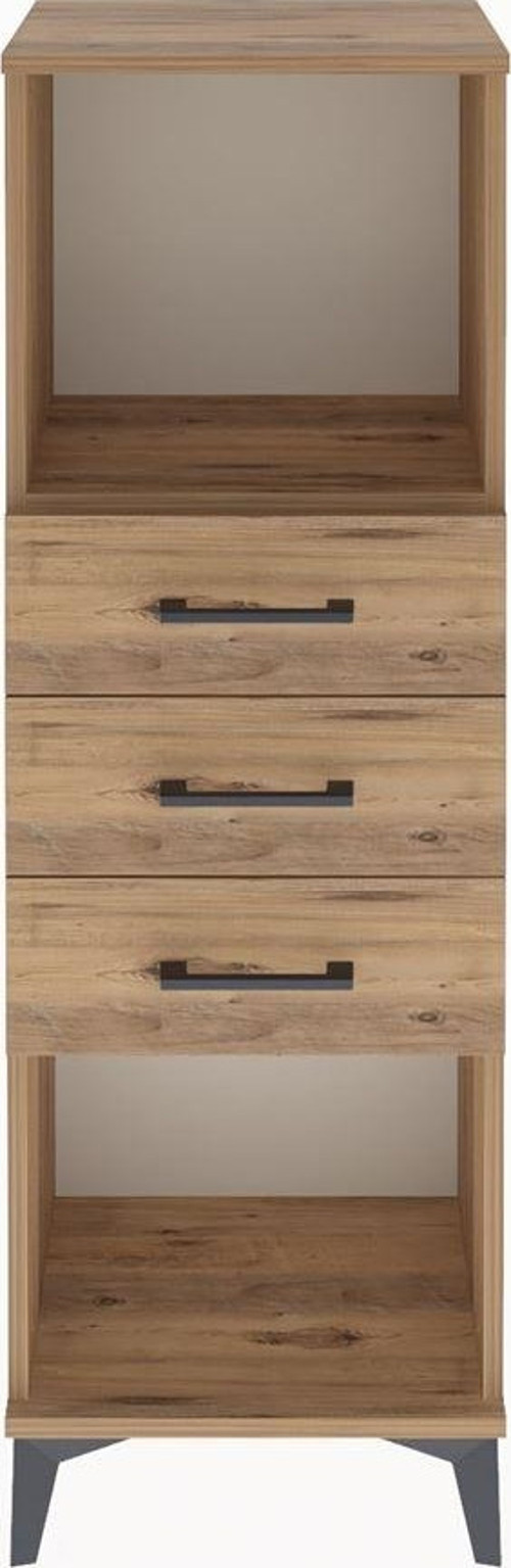 Arges Dolap Tek Raflı 3 Çekmeceli 44x30x134 Çam-Çam