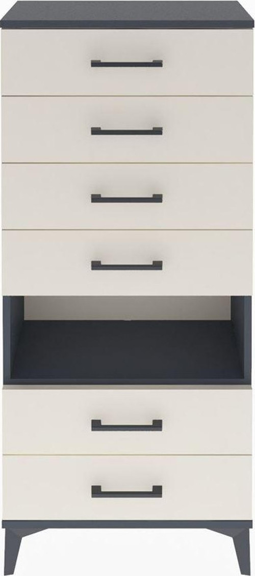 Arges Dolap Tek Raflı 6 Çekmeceli 60x30x134 Antrasit-Aytaşı