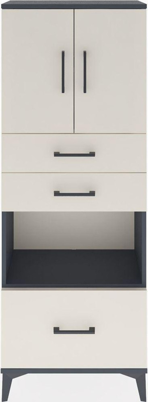 Arges Dolap 3 Raflı 3 Çekmeceli 2 Kapaklı 60x30x163 Antrasit-Aytaşı
