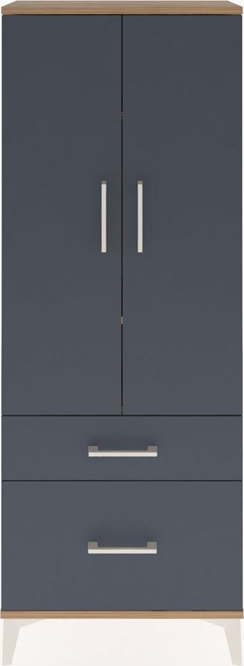 Arges Dolap 3 Raflı 2 Çekmeceli 2 Kapaklı 60x30x163 Çam-Antrasit