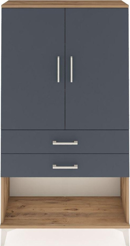 Arges Dolap 3 Raflı 2 Çekmeceli 2 Kapaklı 88x30x163 Çam-Antrasit