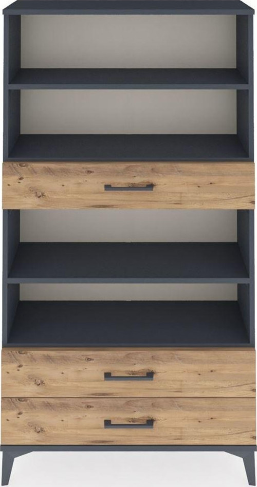 Arges Dolap 4 Raflı 3 Çekmeceli 88 x 30 x 163 cm Antrasit - Çam
