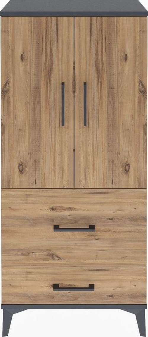 Arges Dolap 1 Raflı 2 Çekmeceli 2 Kapaklı 60 x 30 x 134 cm Antrasit - Çam