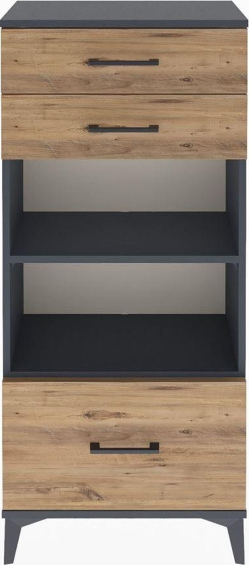 Arges Dolap 2 Raflı 3 Çekmeceli 60x30x134 Antrasit-Çam
