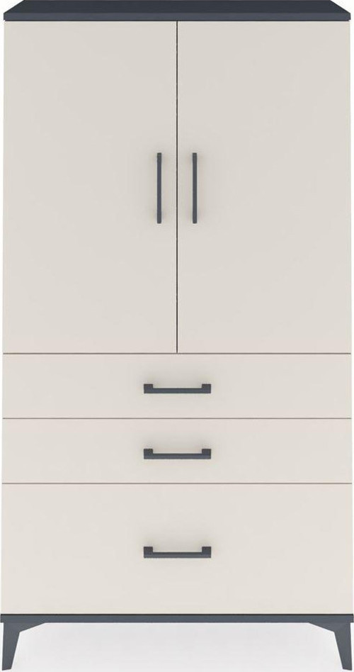 Arges Dolap Tek Raflı 3 Çekmeceli Tek Askılı 88x30x163 Antrasit-Aytaşı