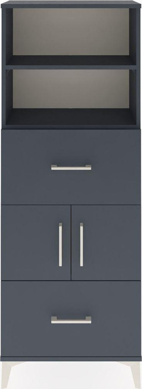 Arges Dolap 3 Raflı 2 Çekmeceli 2 Kapaklı 60x30x163 Antrasit-Antrasit