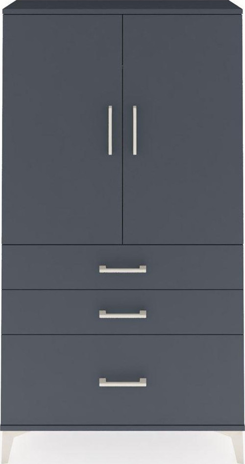 Arges Dolap Tek Raflı 3 Çekmeceli Tek Askılı 88x30x163 Antrasit-Antrasit