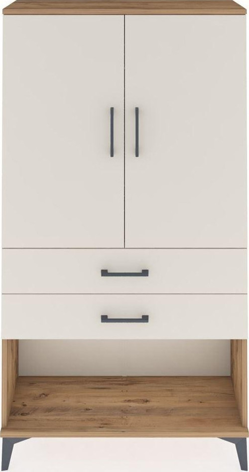 Arges Dolap Tek Raflı 2 Çekmeceli Tek Askılı 88x30x163 Çam-Aytaşı