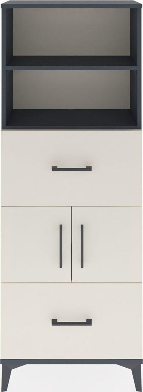 Arges Dolap 3 Raflı 2 Çekmeceli 2 Kapaklı 60x30x163 Antrasit-Aytaşı