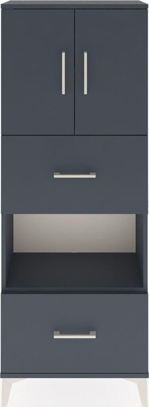 Arges Dolap 3 Raflı 2 Çekmeceli 2 Kapaklı 60x30x163 Antrasit-Antrasit