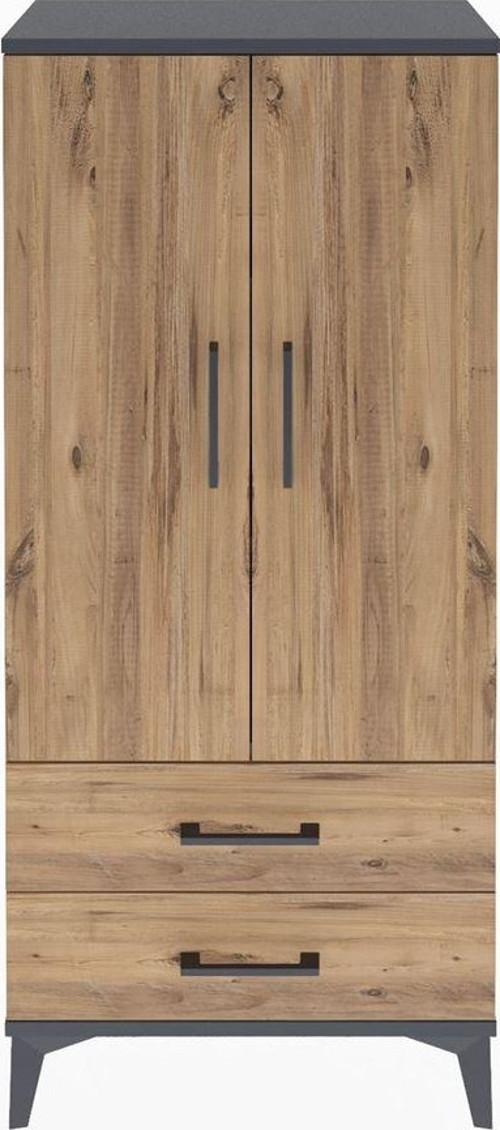 Arges Dolap 3 Raflı 2 Çekmeceli 2 Kapaklı 60 x 30 x 134 cm Antrasit - Çam