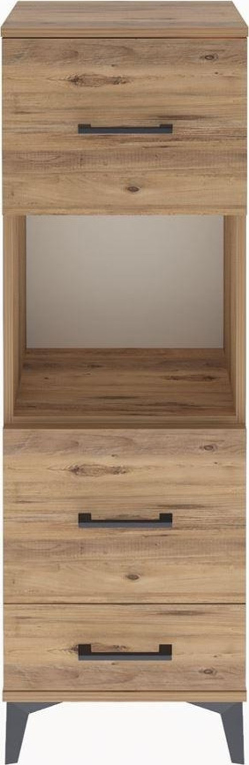 Arges Dolap Tek Raflı 3 Çekmeceli 44x30x134 Çam-Çam