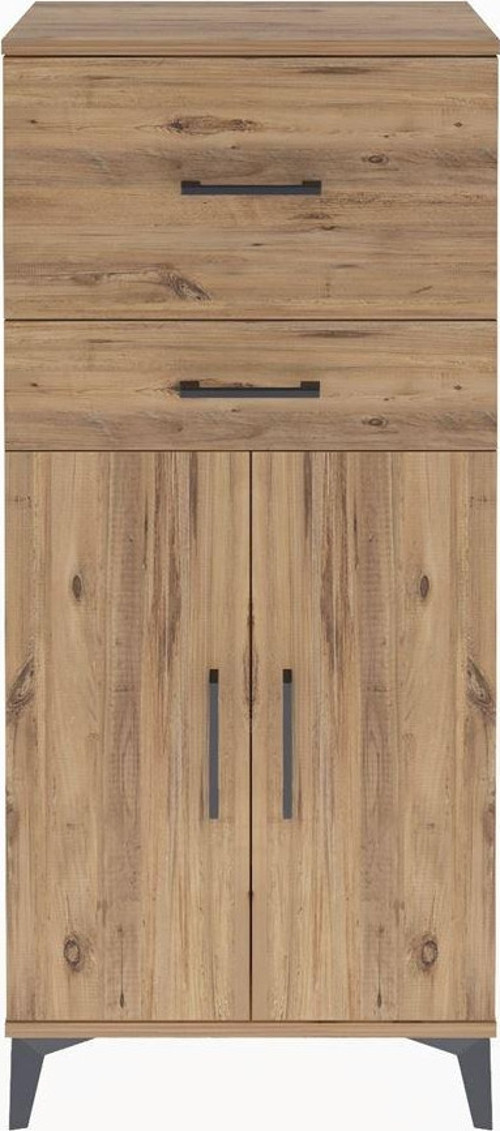 Arges Dolap Tek Raflı 2 Çekmeceli 2 Kapaklı 60x30x134 Çam-Çam