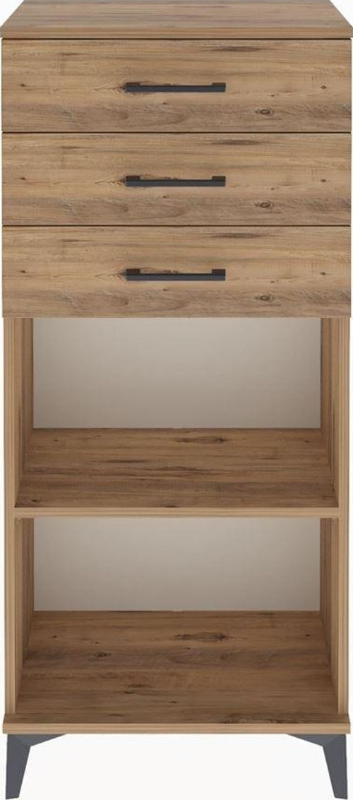 Arges Dolap Tek Raflı 3 Çekmeceli 60x30x134 Çam-Çam