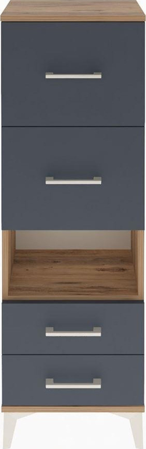 Arges Dolap Tek Raflı 4 Çekmeceli 44x30x134 Çam-Antrasit