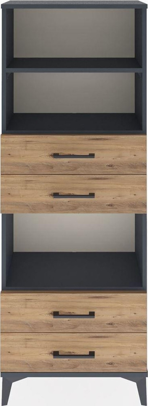 Arges Dolap 3 Raflı 4 Çekmeceli 60x30x163 Antrasit-Çam