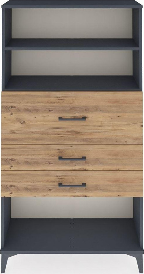 Arges Dolap 2 Raflı 3 Çekmeceli 88x30x163 Antrasit-Çam