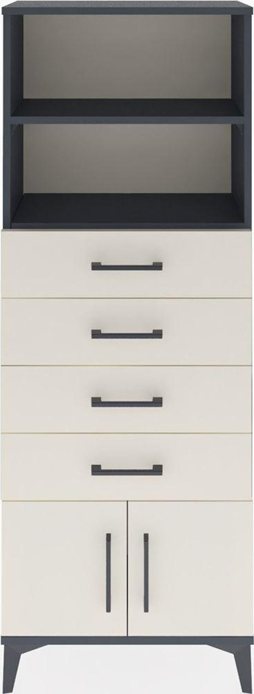 Arges Dolap 2 Raflı 4 Çekmeceli 2 Kapaklı 60 x 30 x 163 cm Antrasit - Aytaşı