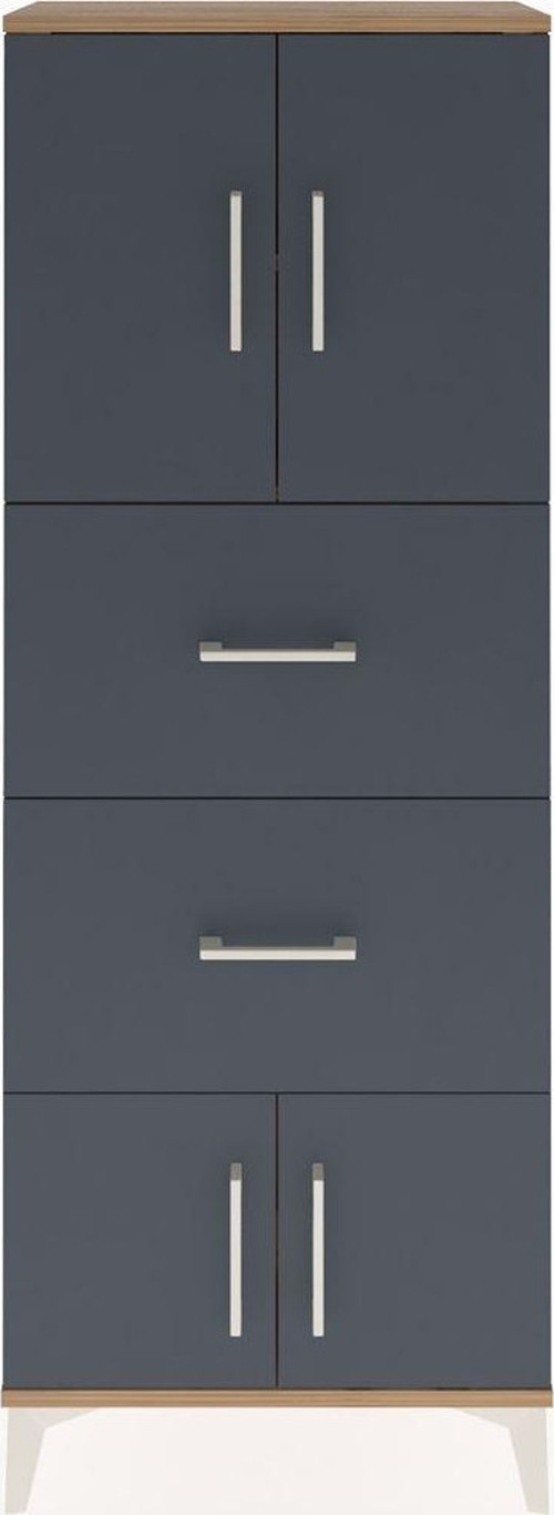 Arges Dolap 2 Raflı 2 Çekmeceli 4 Kapaklı 60 x 30 x 163 cm Çam - Antrasit