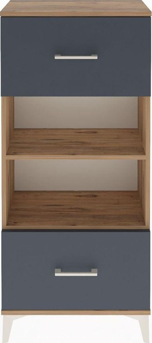 Arges Dolap 2 Raflı 2 Çekmeceli 60x30x134 Çam-Antrasit