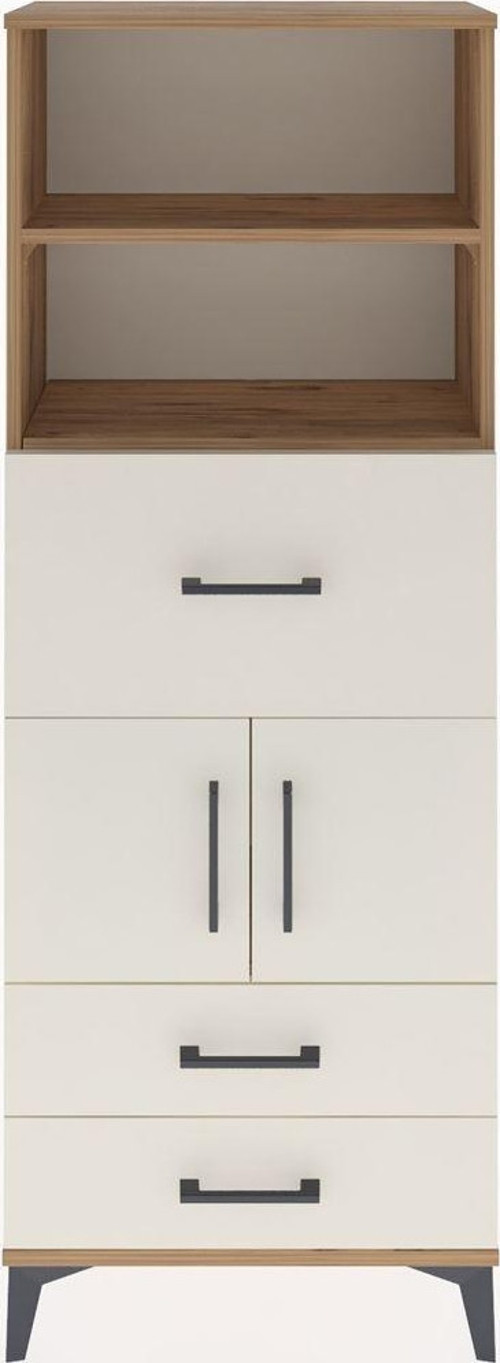 Arges Dolap 3 Raflı 3 Çekmeceli 2 Kapaklı 60x30x163 Çam-Aytaşı